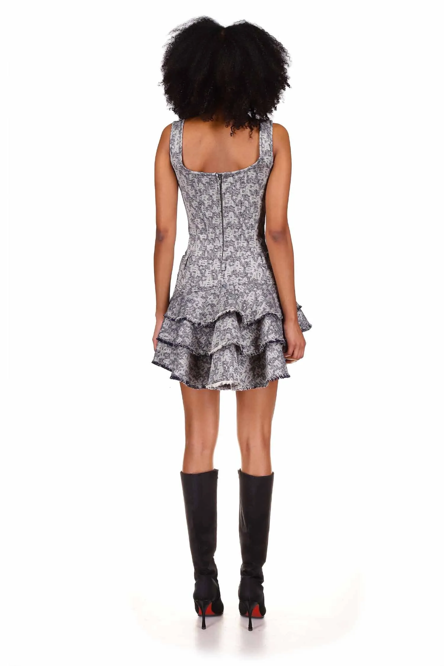 PV Mix Jacquard Mini Ruffle Skirt