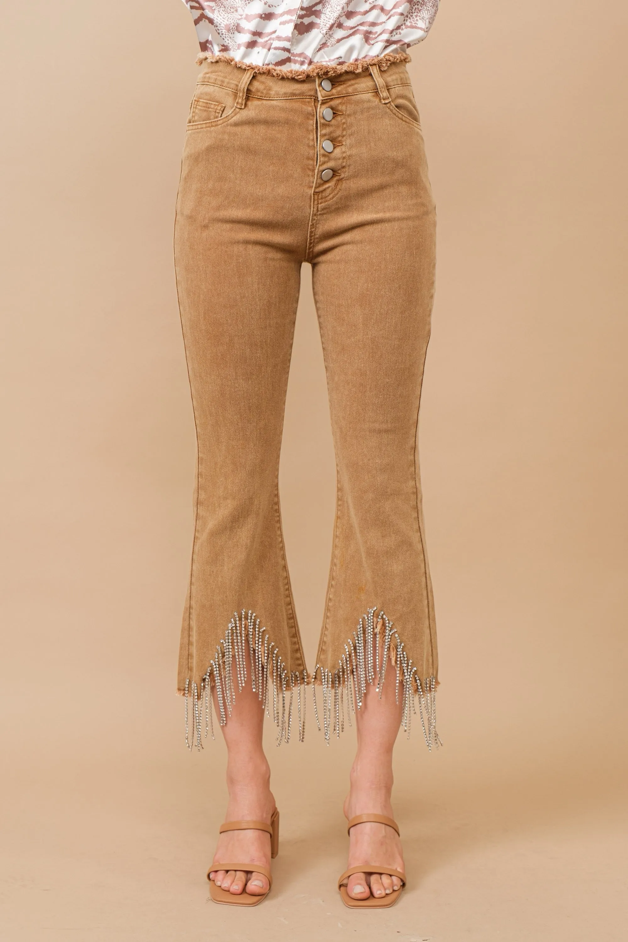 Rhinestone Fringe Denim-9982