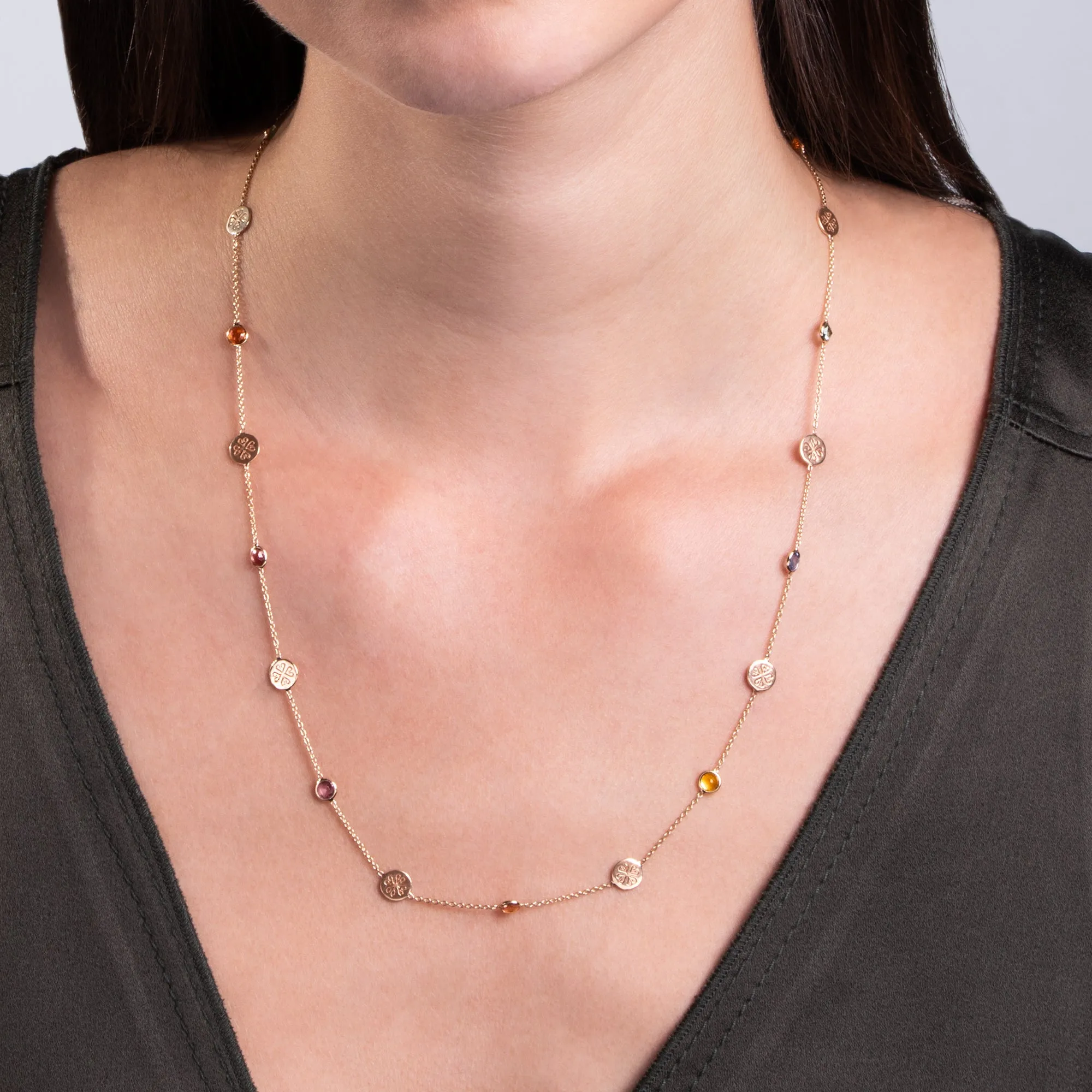 Signature Classic Necklace, Multicolor Sapphire, Mid-Length