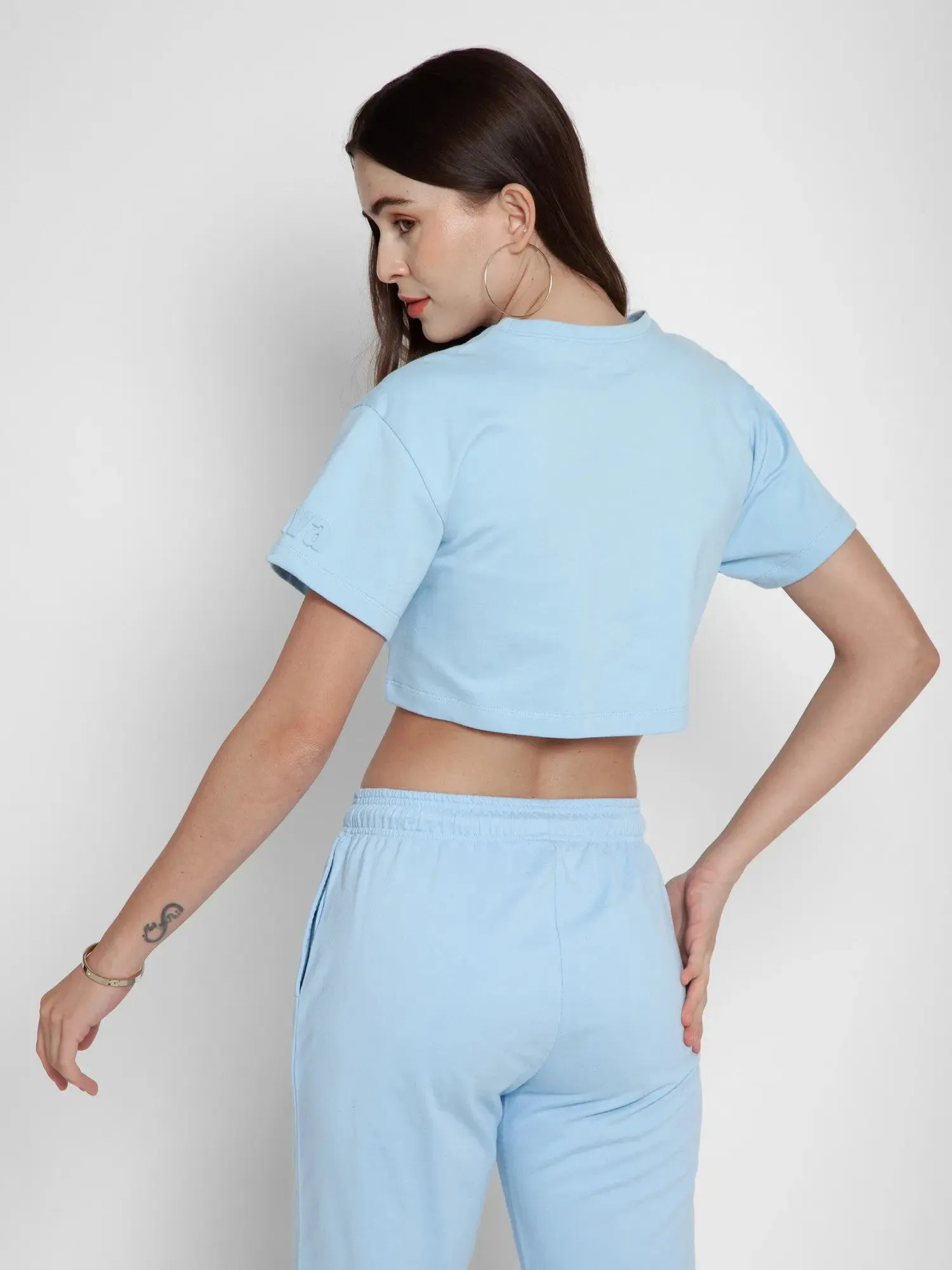 Sky Blue CAVA embossed Crop Tee