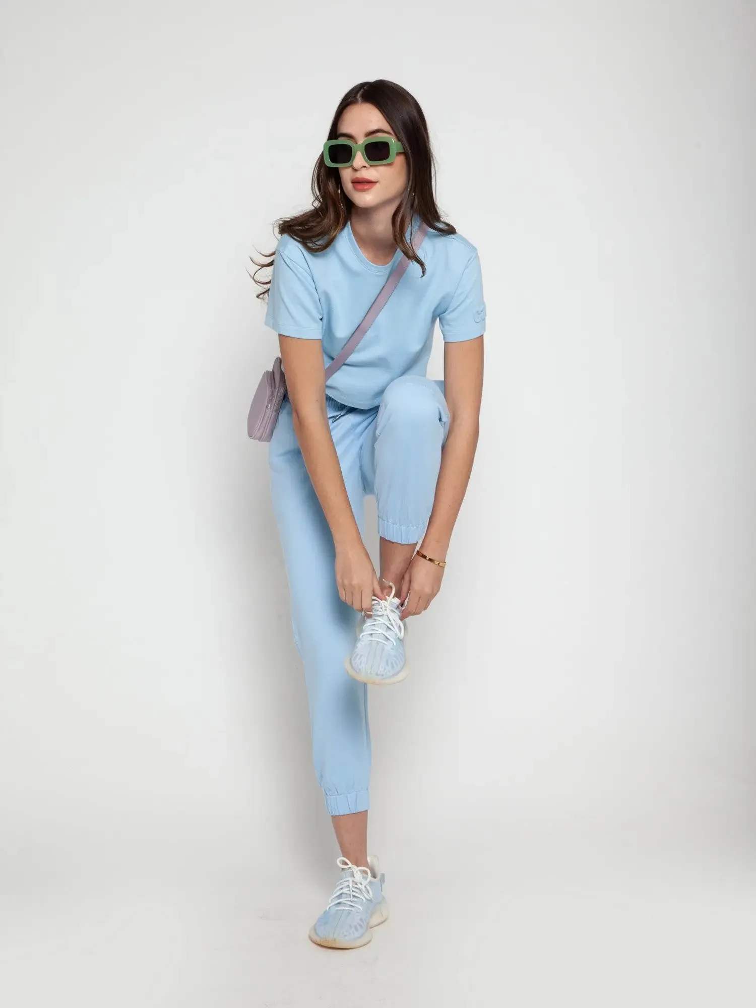 Sky Blue CAVA embossed Crop Tee