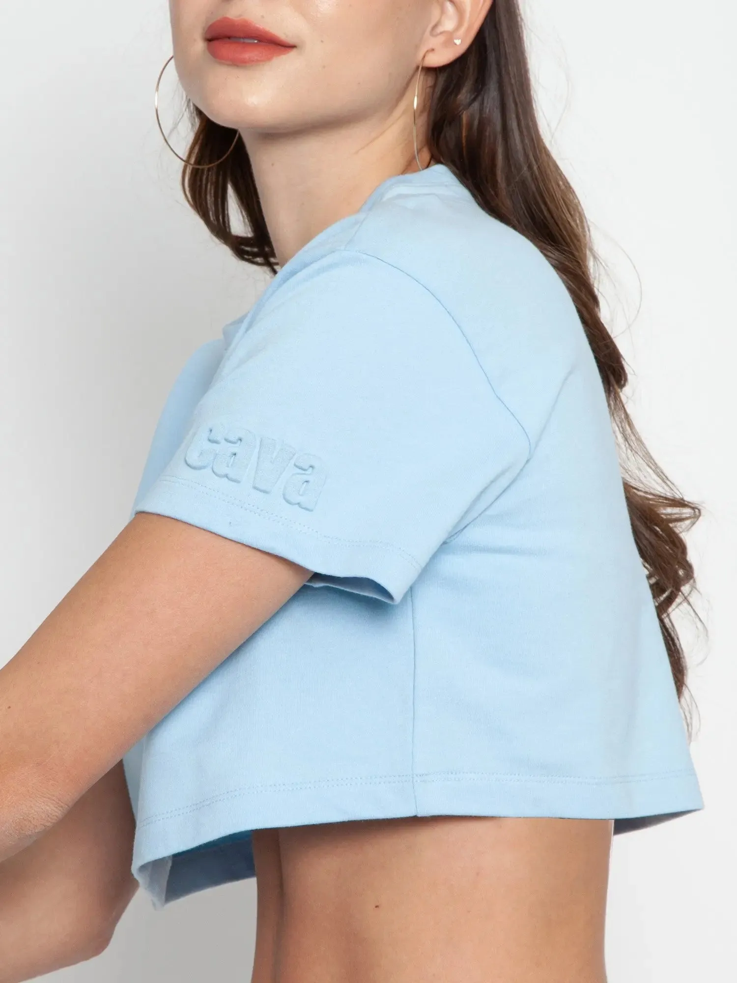 Sky Blue CAVA embossed Crop Tee