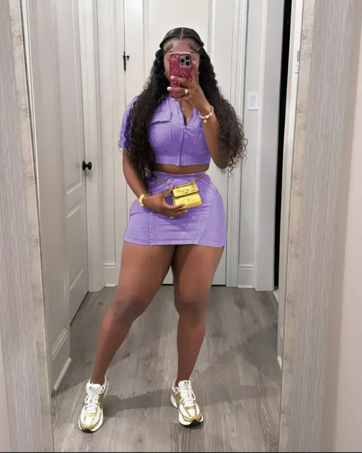 Solid Short Sleeve Zipper Two Piece Skirts Set