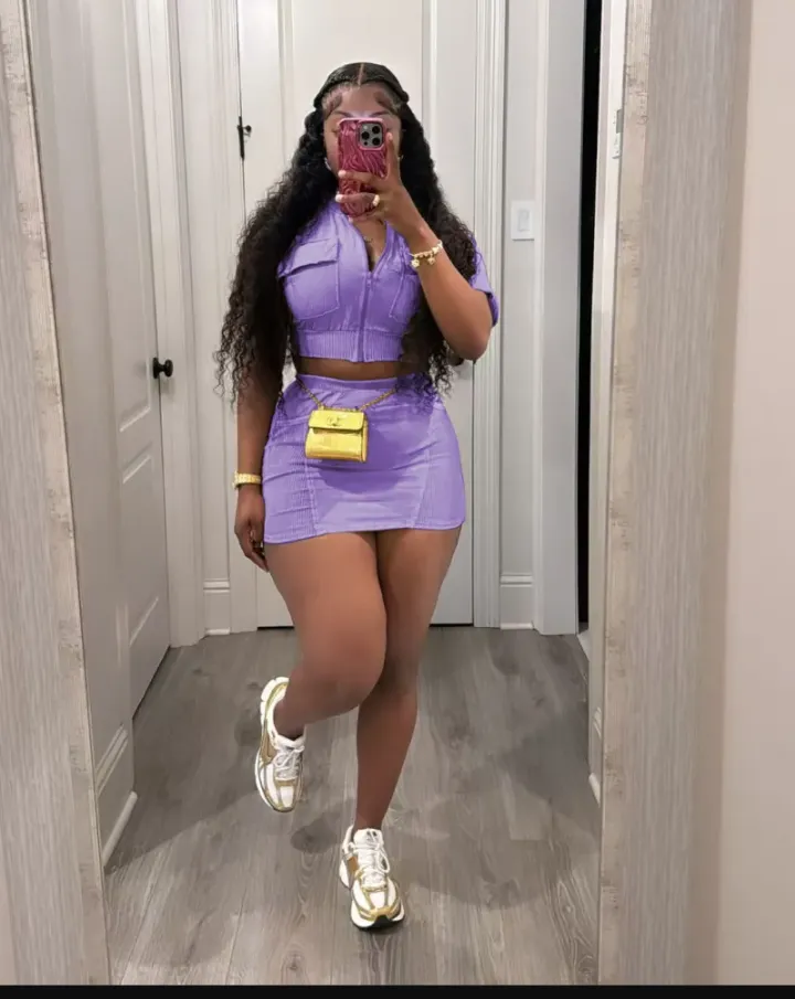 Solid Short Sleeve Zipper Two Piece Skirts Set