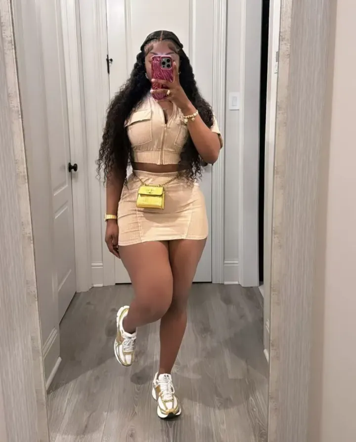 Solid Short Sleeve Zipper Two Piece Skirts Set