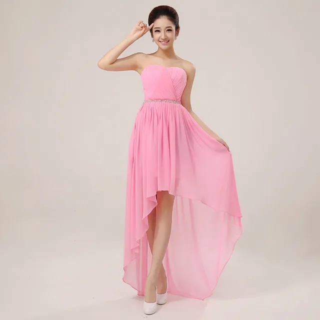 Strapless Asymmetry Lace-up Formal Dress