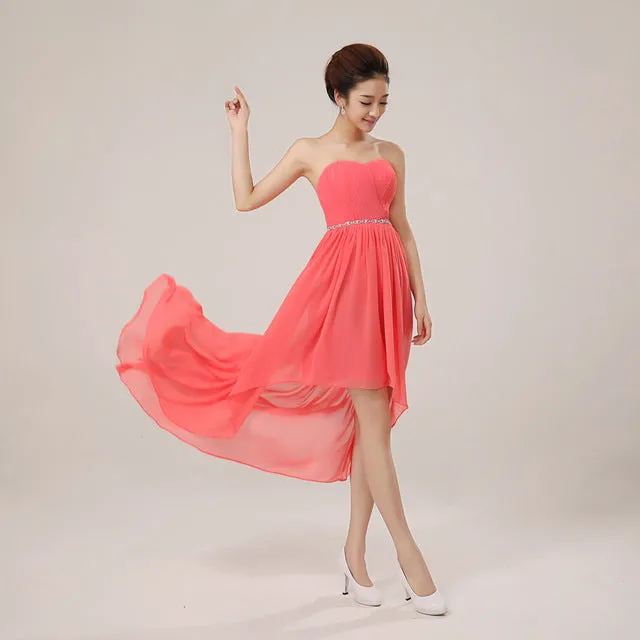 Strapless Asymmetry Lace-up Formal Dress