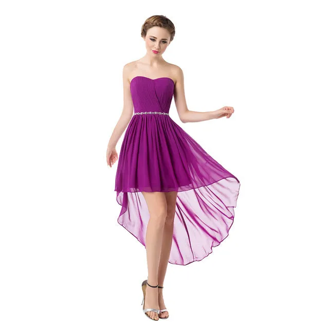 Strapless Asymmetry Lace-up Formal Dress