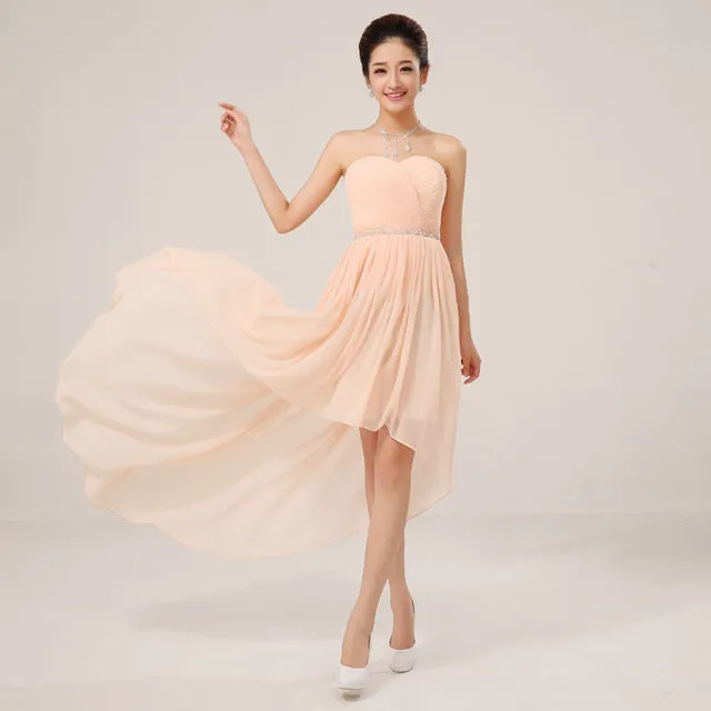 Strapless Asymmetry Lace-up Formal Dress