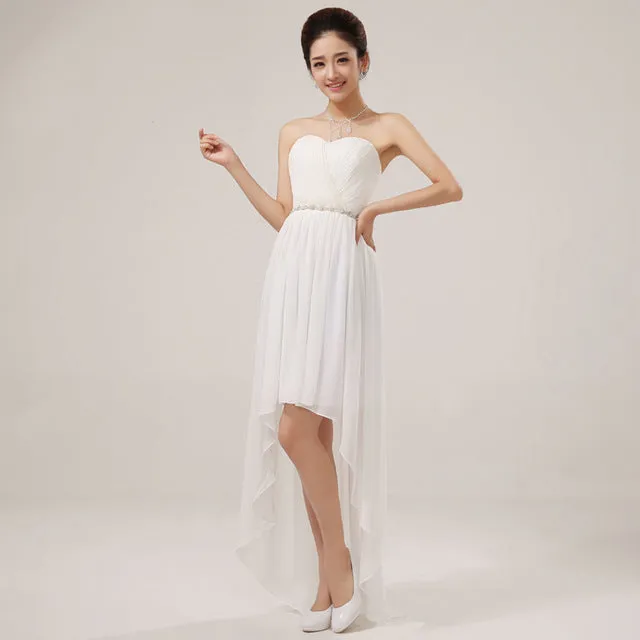 Strapless Asymmetry Lace-up Formal Dress