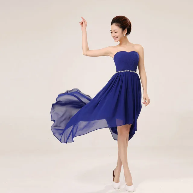 Strapless Asymmetry Lace-up Formal Dress