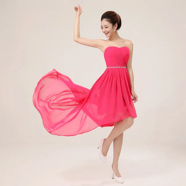 Strapless Asymmetry Lace-up Formal Dress