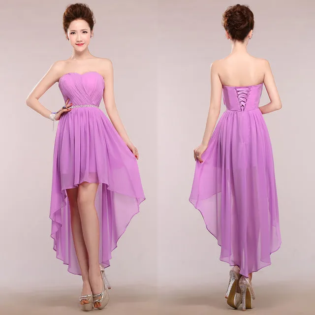 Strapless Asymmetry Lace-up Formal Dress