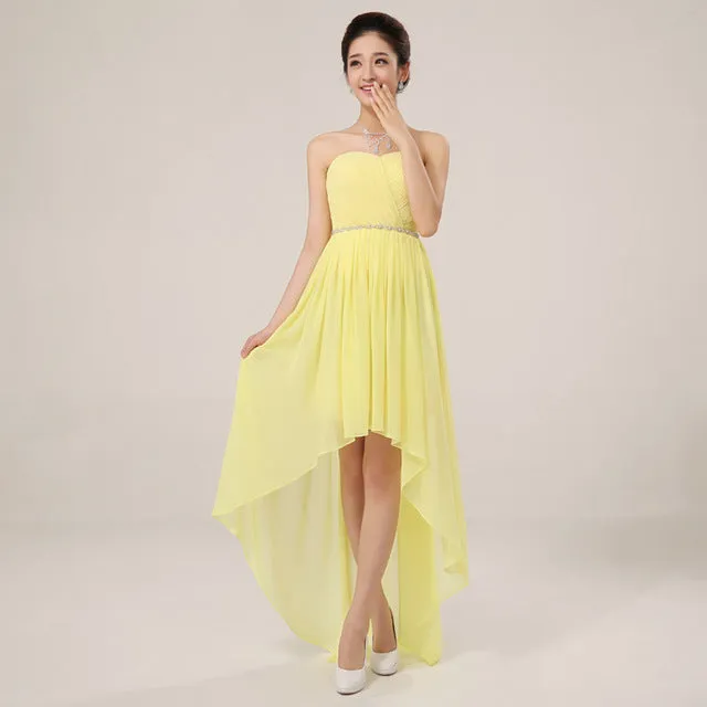 Strapless Asymmetry Lace-up Formal Dress