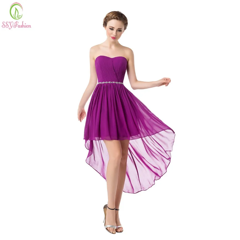 Strapless Asymmetry Lace-up Formal Dress