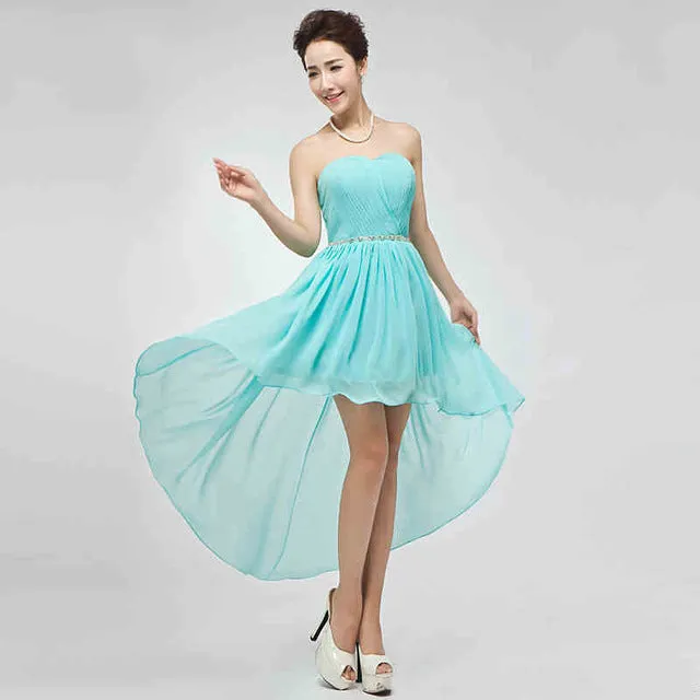Strapless Asymmetry Lace-up Formal Dress