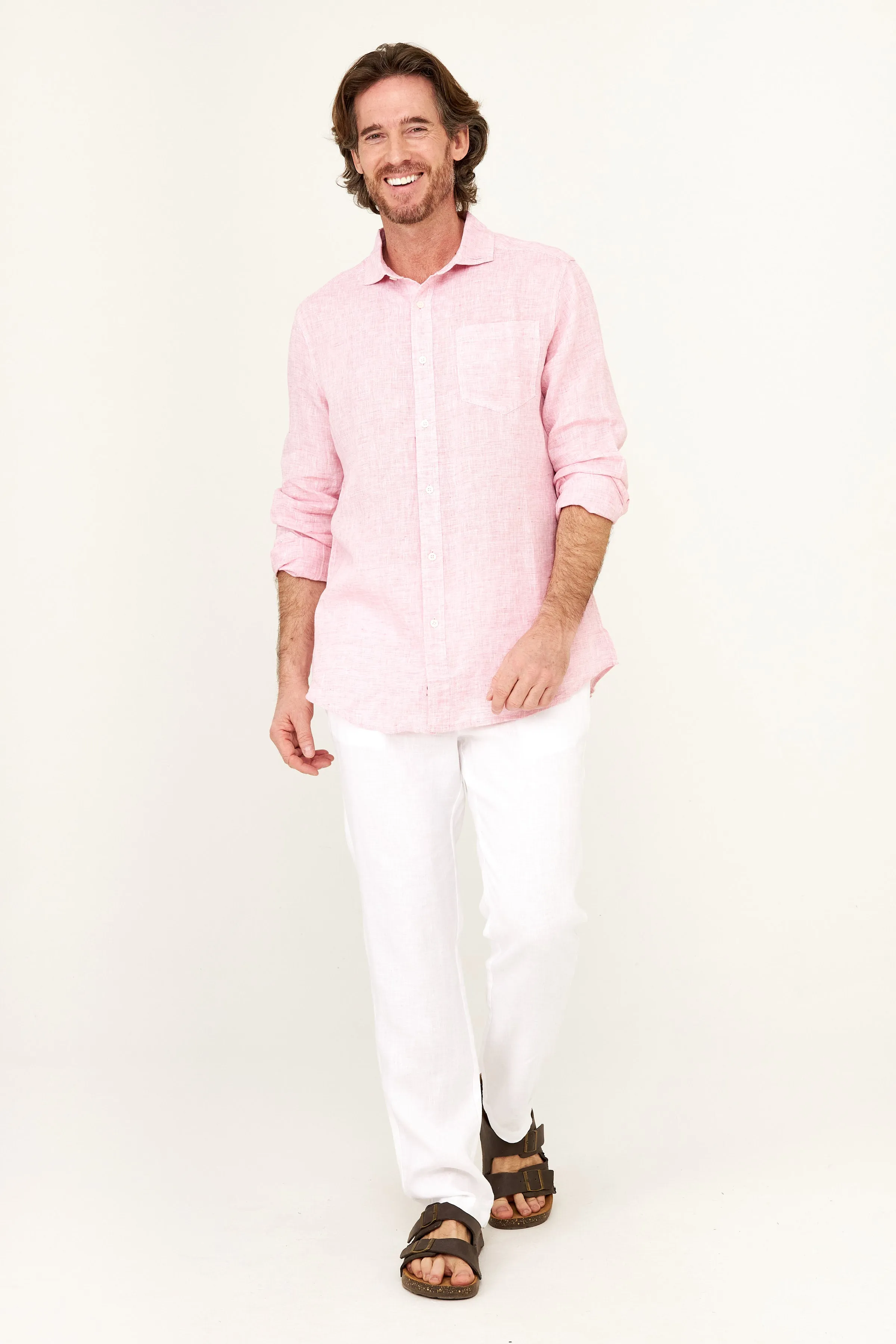 Striped Linen Shirt - Pink Stripe