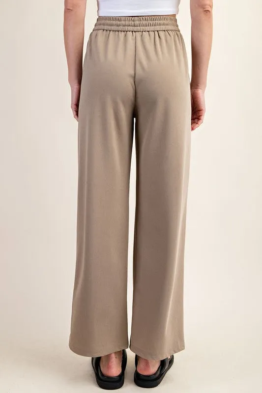Tan Drawstring Elastic Waistband Pants