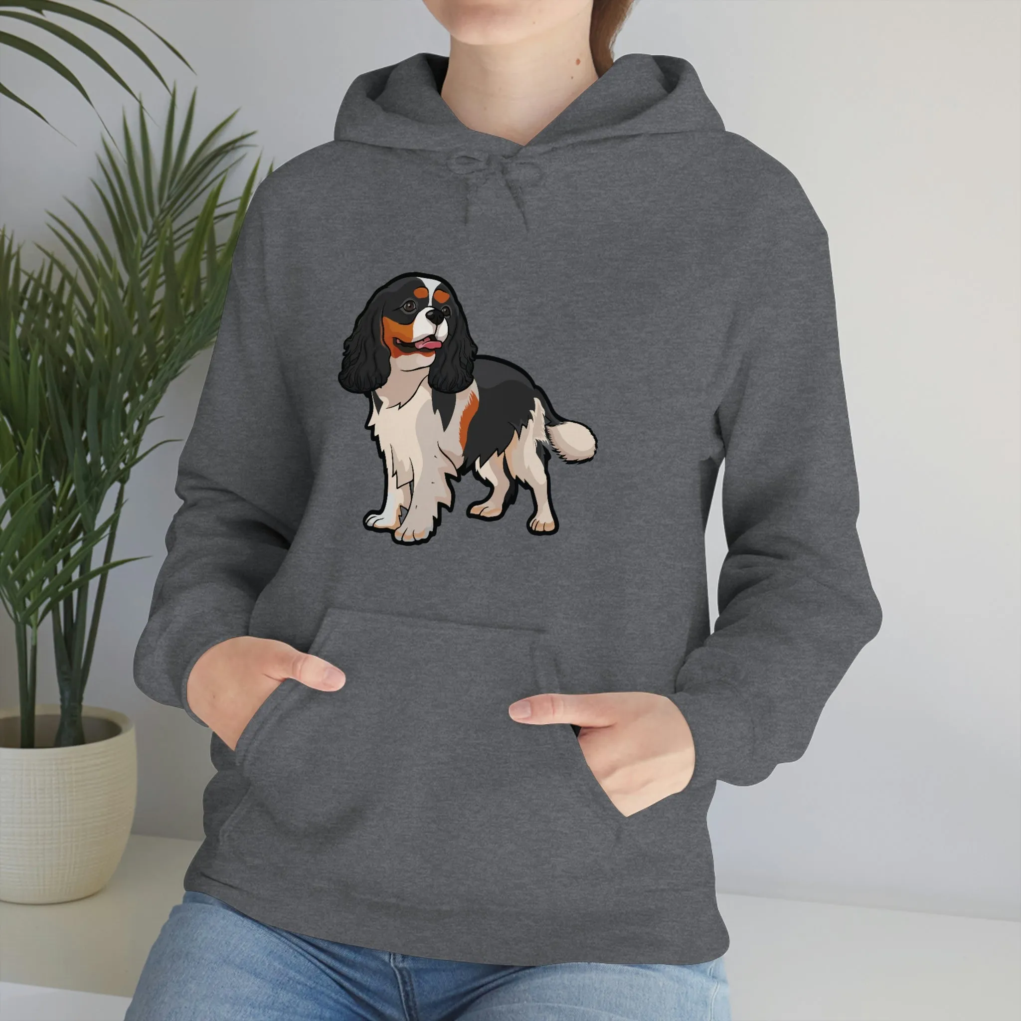 Tricolor Cavalier King Charles Spaniel Unisex Heavy Blend Hooded Sweatshirt, S - 5XL, 12 Colors, FREE Shipping, Made in Usa!!