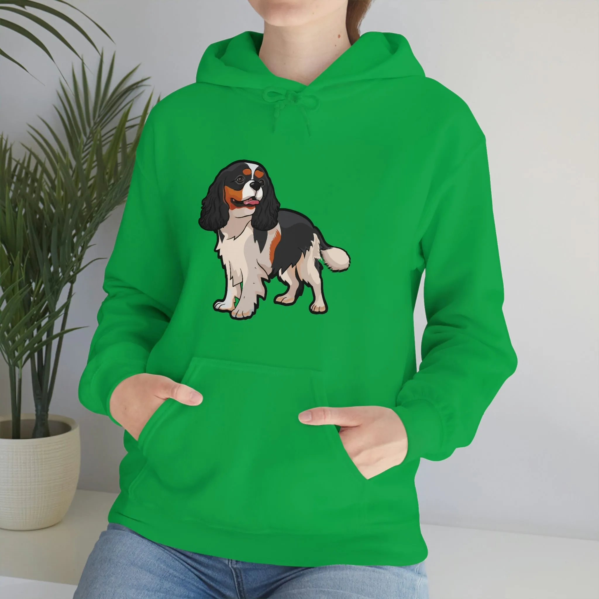 Tricolor Cavalier King Charles Spaniel Unisex Heavy Blend Hooded Sweatshirt, S - 5XL, 12 Colors, FREE Shipping, Made in Usa!!