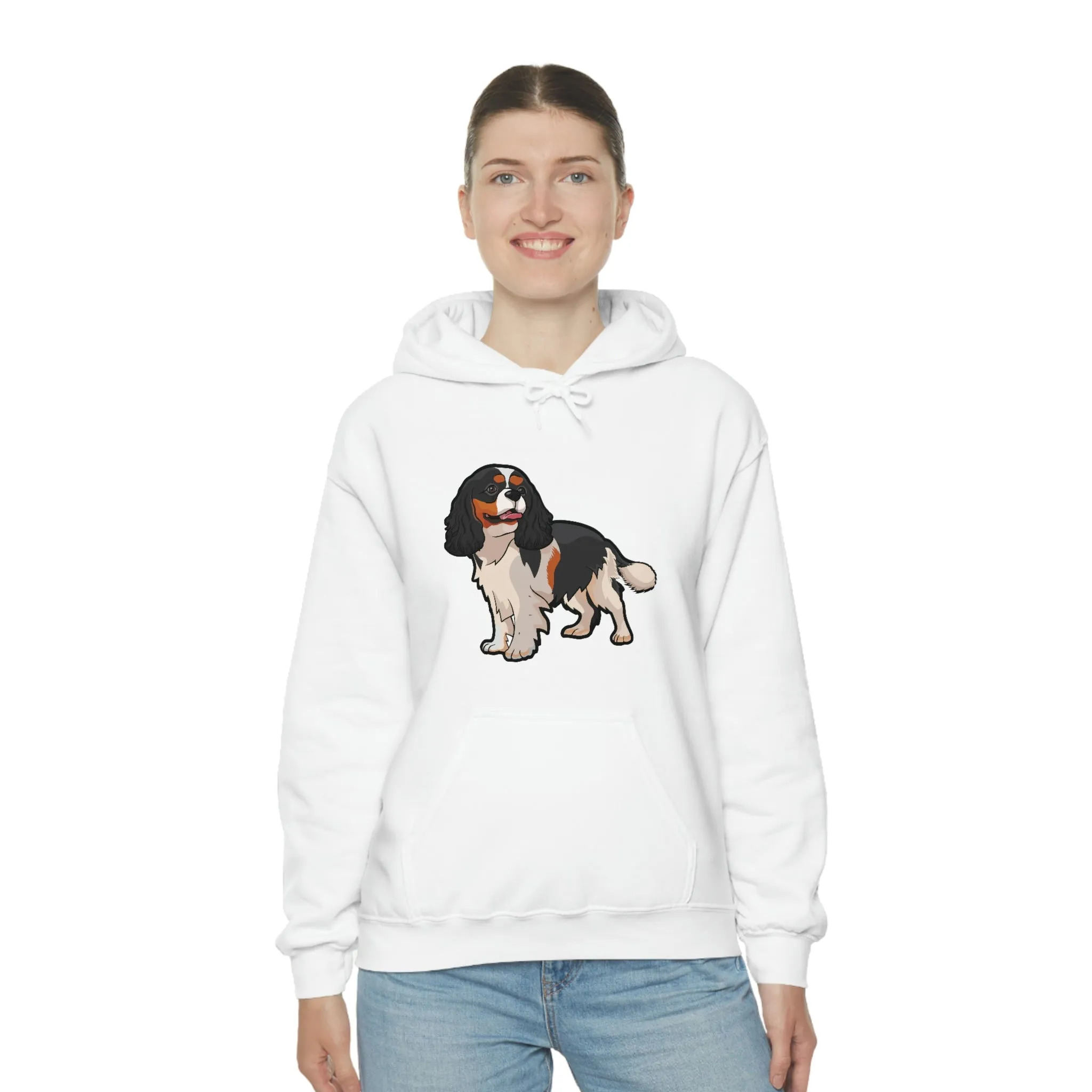 Tricolor Cavalier King Charles Spaniel Unisex Heavy Blend Hooded Sweatshirt, S - 5XL, 12 Colors, FREE Shipping, Made in Usa!!