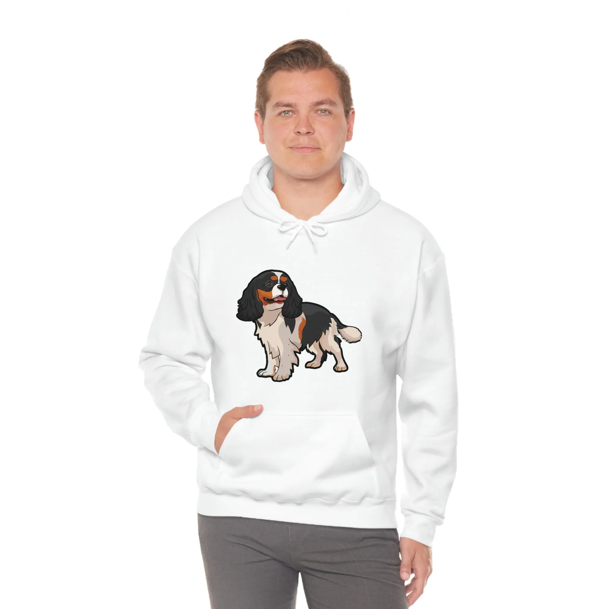 Tricolor Cavalier King Charles Spaniel Unisex Heavy Blend Hooded Sweatshirt, S - 5XL, 12 Colors, FREE Shipping, Made in Usa!!