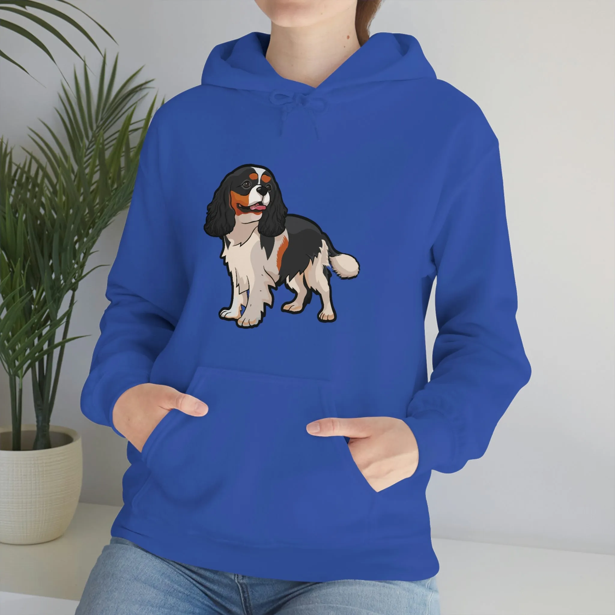 Tricolor Cavalier King Charles Spaniel Unisex Heavy Blend Hooded Sweatshirt, S - 5XL, 12 Colors, FREE Shipping, Made in Usa!!