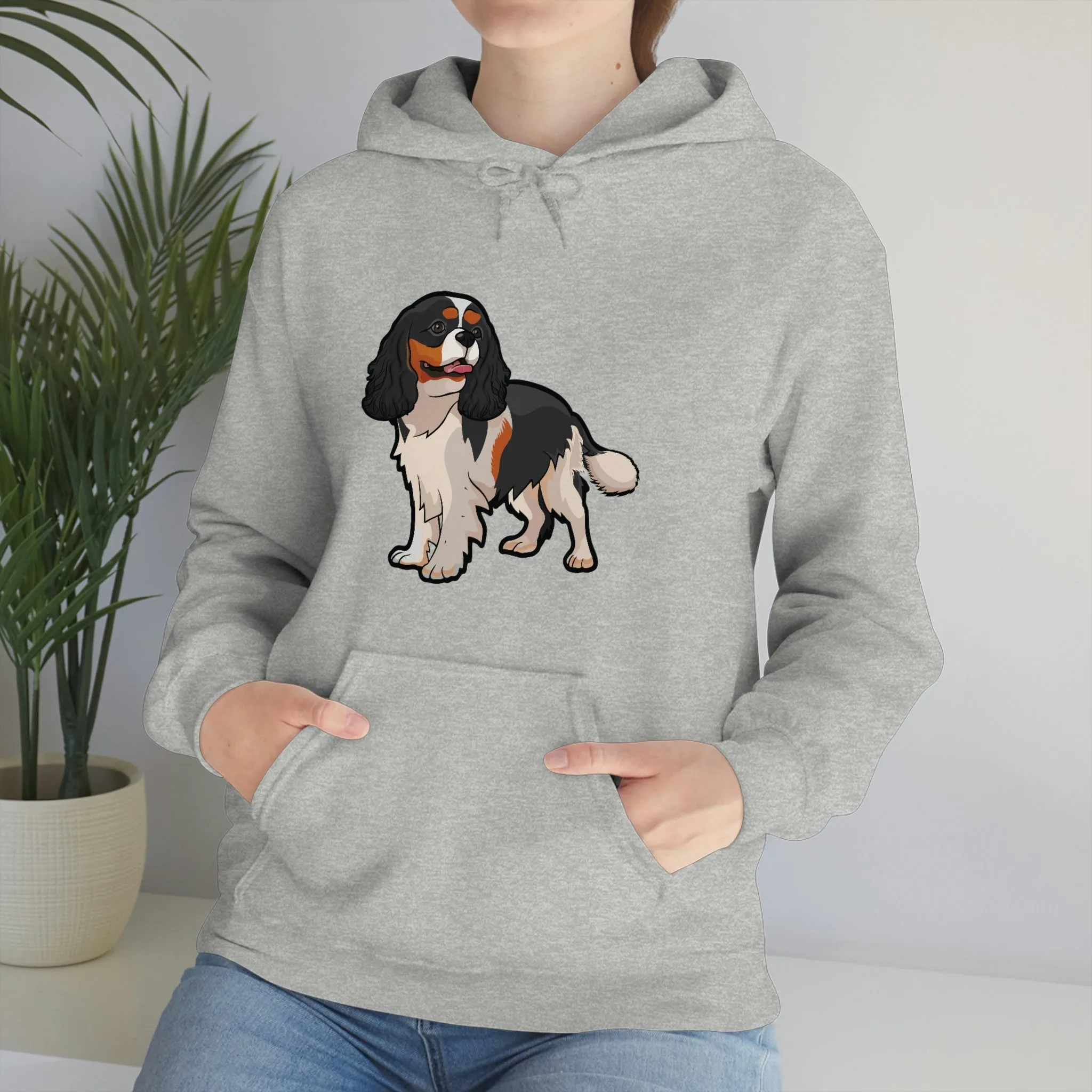 Tricolor Cavalier King Charles Spaniel Unisex Heavy Blend Hooded Sweatshirt, S - 5XL, 12 Colors, FREE Shipping, Made in Usa!!