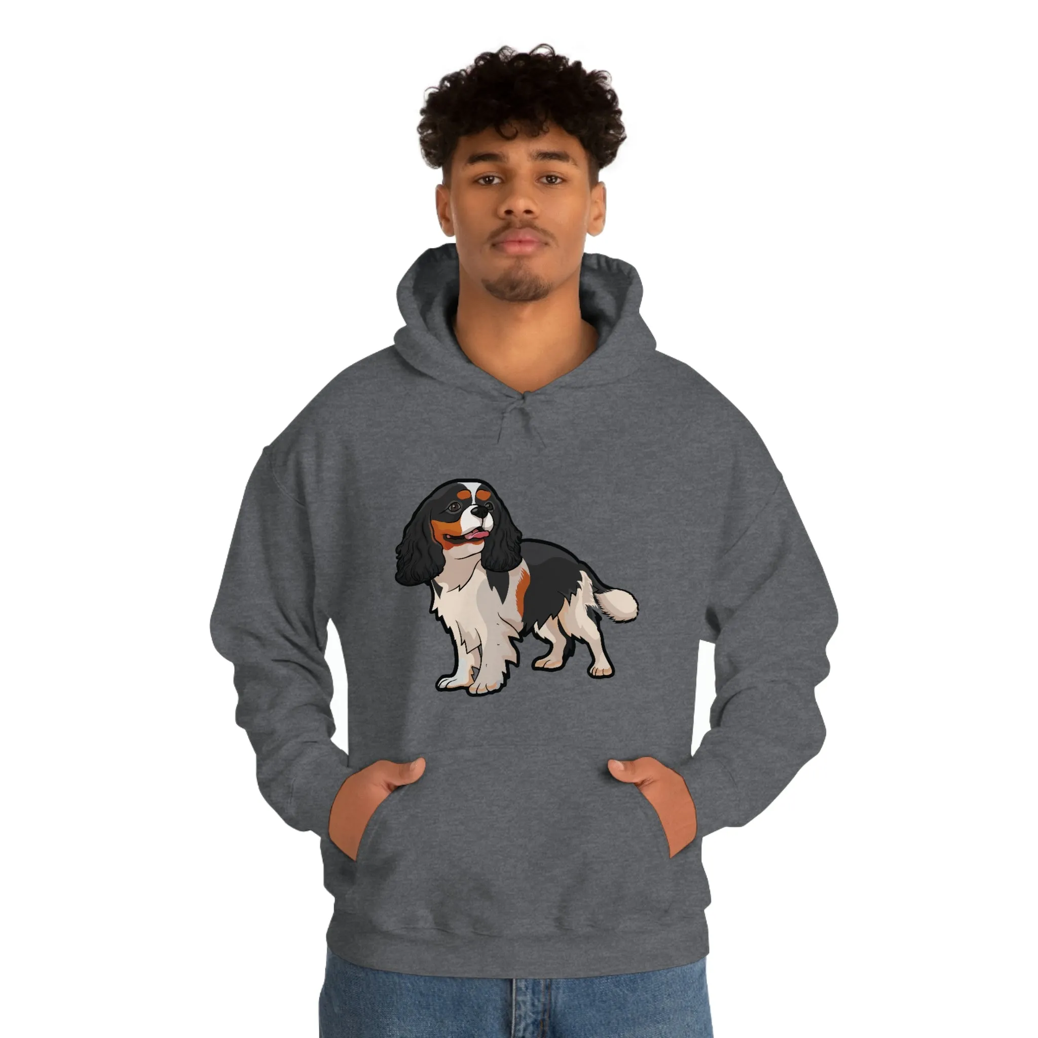 Tricolor Cavalier King Charles Spaniel Unisex Heavy Blend Hooded Sweatshirt, S - 5XL, 12 Colors, FREE Shipping, Made in Usa!!