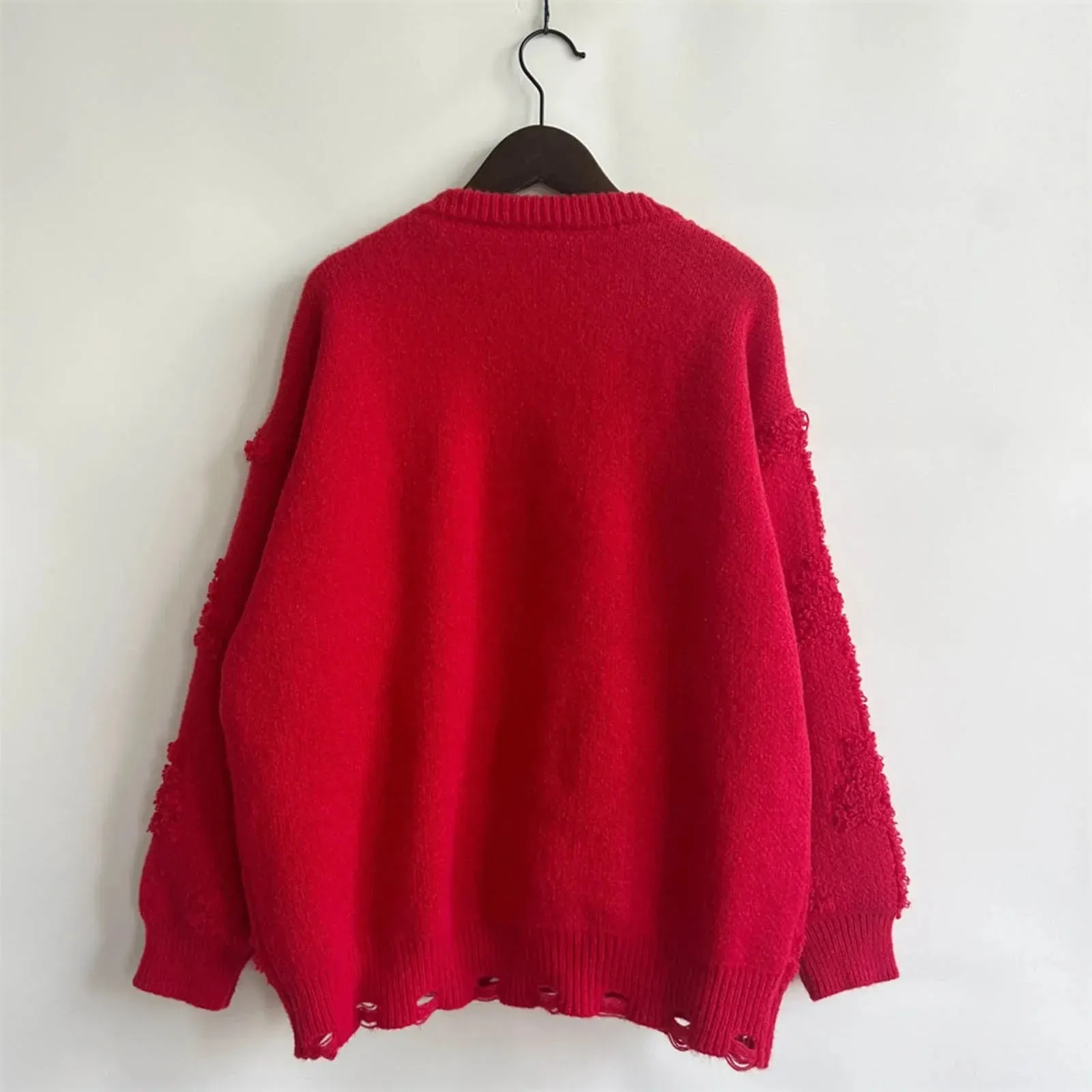 Wenkouban-Christmas Thanksgiving outfits_New O-Neck Lantern Sleeve Loose Knitted Casual Christmas Christmas Sweater