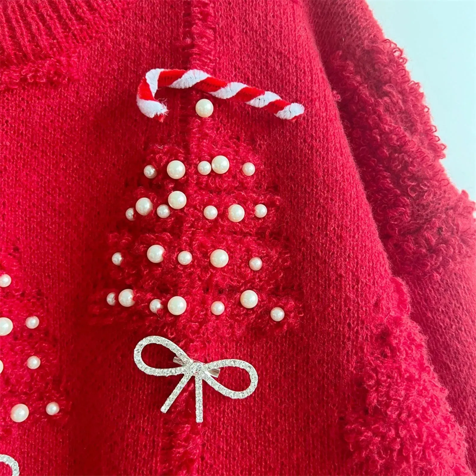 Wenkouban-Christmas Thanksgiving outfits_New O-Neck Lantern Sleeve Loose Knitted Casual Christmas Christmas Sweater