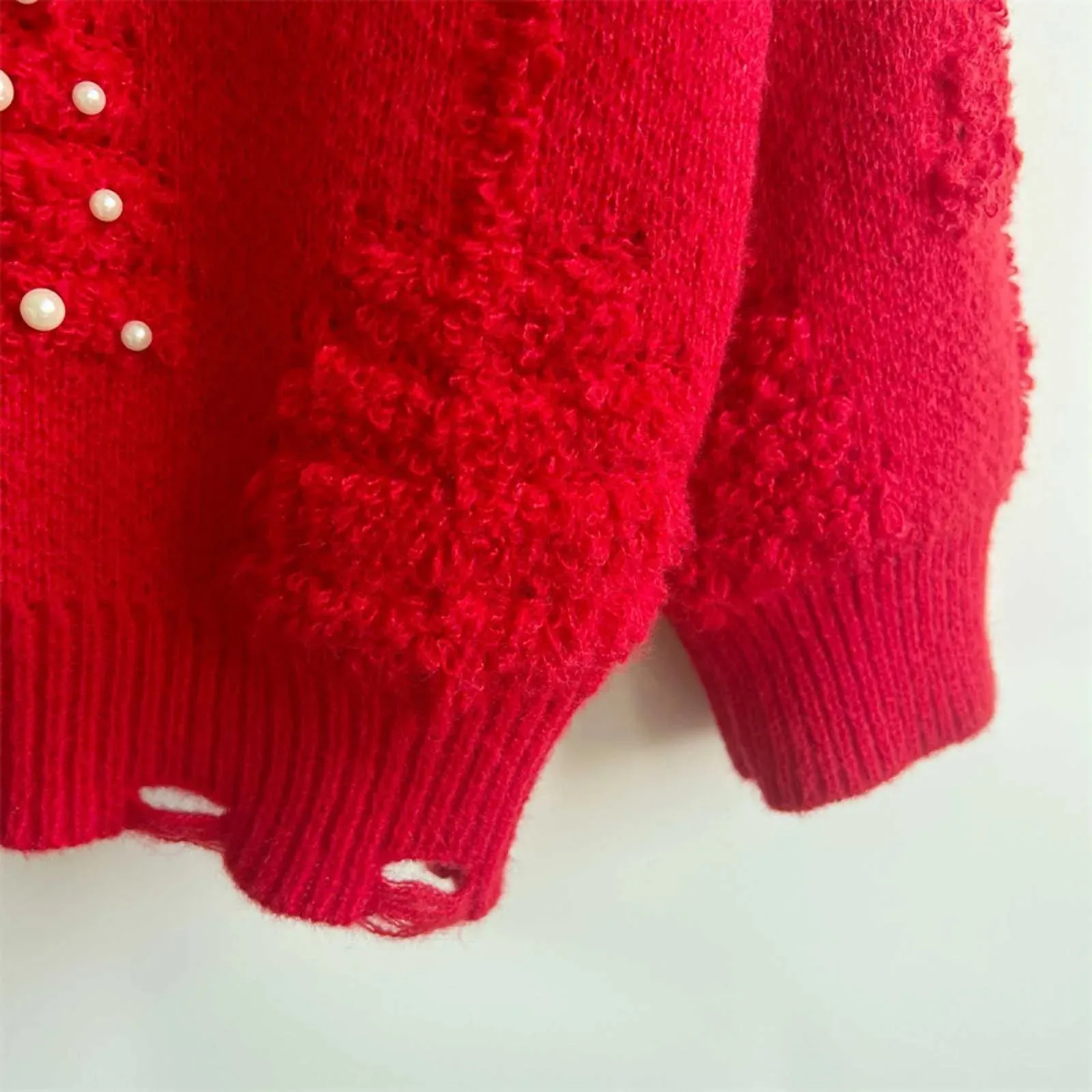 Wenkouban-Christmas Thanksgiving outfits_New O-Neck Lantern Sleeve Loose Knitted Casual Christmas Christmas Sweater
