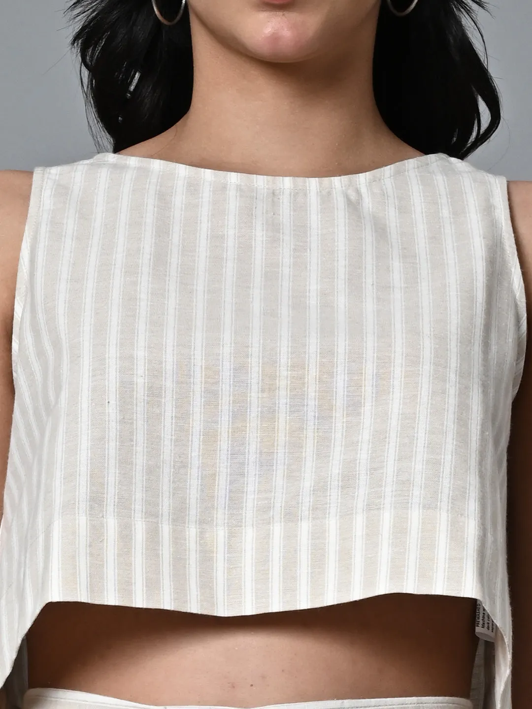 Women's Khaki Cotton Linen Regular Fit Blouse